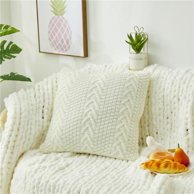 China PORTABLE pillow cover pillow case decoration pillow cover high quality soft square knit custom zipper knit custom acrylic knitted 200g for sale