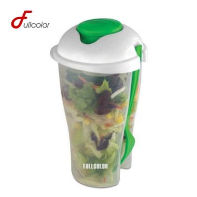 China Sustainable fresh salad container with fork and dressing rack for sale