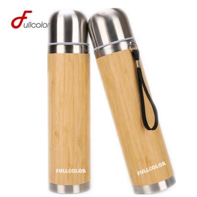 China Food Grade Stainless Steel Bullet Viable Hot Bamboo Vacuum Flask for sale