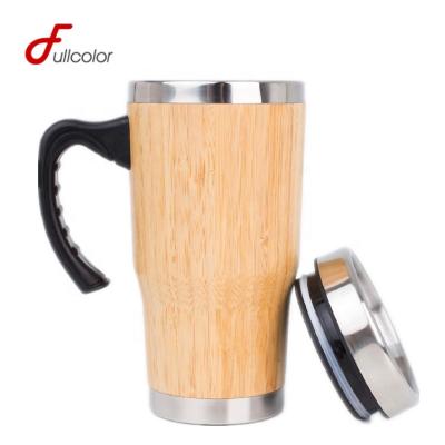 China Sustainable Insulated Stainless Steel Bamboo Bottle Eco - Friendly Coffee Tea Mug for sale