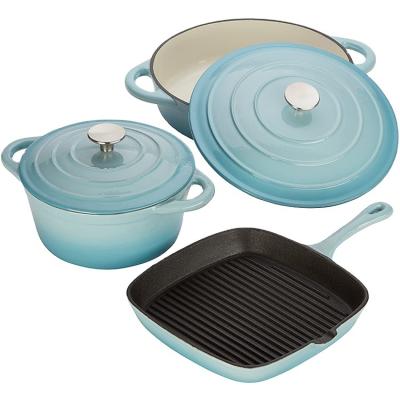 China New arrival viable 5pcs cooking pots and pans cookware set cast iron dinnerware set for sale