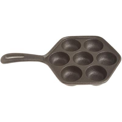 China Sustainable Cast Iron Stuffed Pancake Pan Black Egg Pan for sale