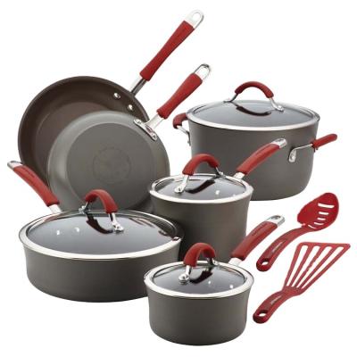 China Sustainable 12 Pcs Pressed Cookware Aluminum Ceramic Nonstick Coating Set for sale