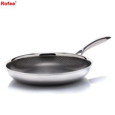 China Customized Durable 24cm Anti-scratch Honeycomb Nonstick Coated Stainless Steel Triple Frying Pan for sale