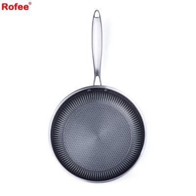 China 2021 viable the latest faveolate stainless steel nonstick pan triple bottom honeycomb for sale