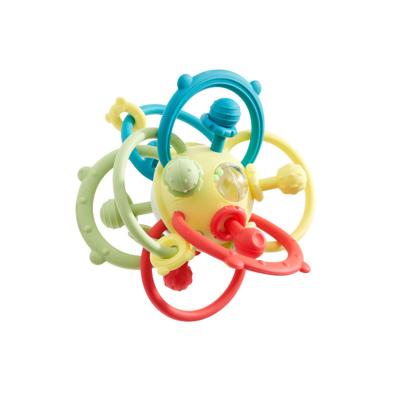 China Soft Toy 2023 Newest Items Food Grade Bpa Free Infant Toys Baby Sensory Teether Ball Rattle Soft Teether Ball Hand Grip Ball Teether for sale