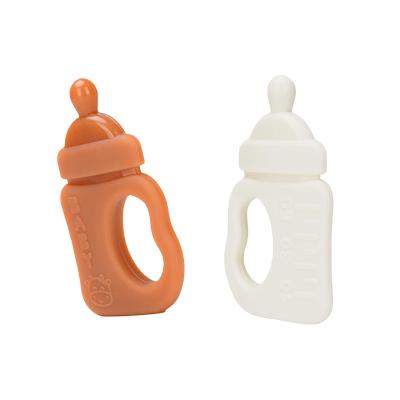 China Non-toxic New Arrival OEM Anti-Choke Feeder Shaped BPA Free Soft Silicone Baby Teether Chewing Toy for Teething Baby for sale