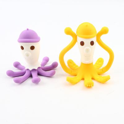 China Soft Toy Custom Wholesale Silicone 100% Silicone Easy Grip Loopy Legs Octopus Silicone Teether for sale