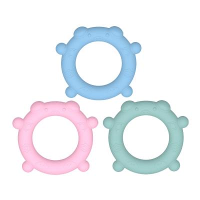 China Soft Toy Whosale Food Grade Chewable BPA Free Pig Ring Molar Teething Toys Silicone Baby Teether Toy for Teething Pain Relief for sale