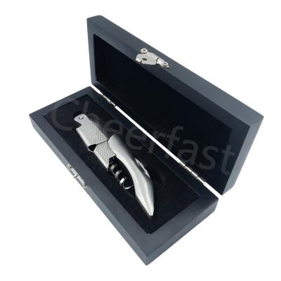 China Factory Full Stainless Steel Cheerfast Stainless Steel Wine Cork Screw Opener Wooden Box Gift and Wine Bottle Wholesale Cork Screw Opener Logo for sale