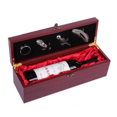 China Handmade perfect wooden simple wine box and wine set and red wine accessories gift box wooden box for sale