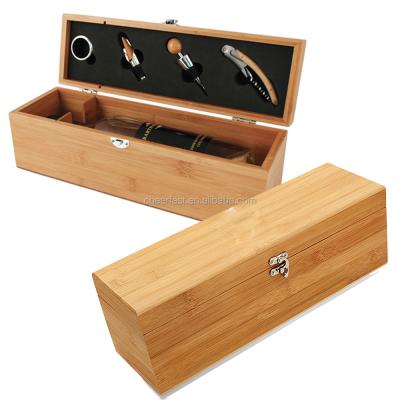 China Handmade Easy To Carry Bamboo Wooden Wine Box Tool Boxes for sale