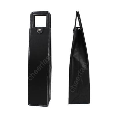 China Single PU Wine Bottle Carrier Tote Gift Bag Packing Portable Leather Wine Bag Quickly Viable Shipping for sale