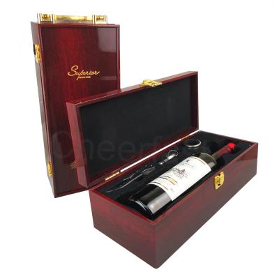 China Handmade Sample Order Available Piano Lacquered Color Single Bottle Wooden Wine Crate Box for sale