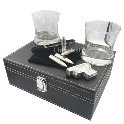 China Newest Gun Shaped Good Sales Ice Reusable Ice Cube Whiskey Metal Cooling Stone Gun for sale