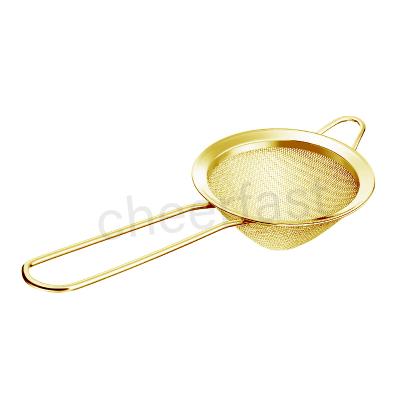 China Viable Sample Order Support Cocktail Mixer Sieve Gold Stainless Steel Candle Scoop Gold Cocktail Strainer for sale