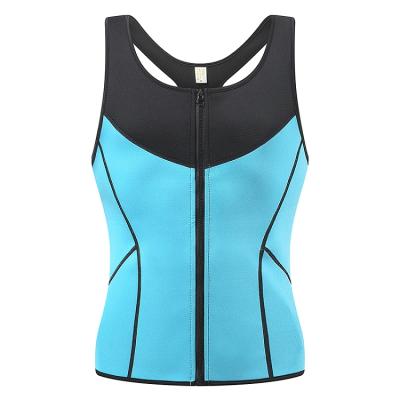 China QUICK DRY zipper corset for men sleeveless neoprene sweat fitness sauna vest stripped pattern big waist tummy slimming corsets shape tops for sale