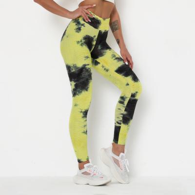 China Breathable hot selling ink jacquard tie dye bubble yoga pants in Europe and America for sale