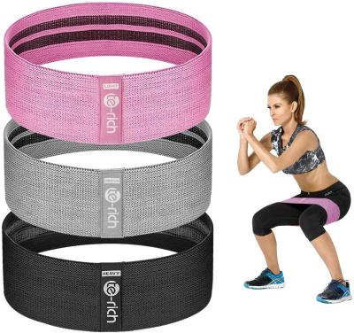 China Fitness Exercise Customized Logo Resistance Bands For Legs And Butt Cloth Workout Loop Bands, Set Of 3 for sale