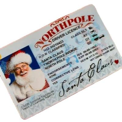 China PVC Card Santa Claus Flying License Christmas Eve Driver's License Christmas Gift for Kids Children Christmas 2023 Decoration for sale