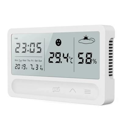 China - Room Weather Station LCD Display Temperature Humidity Meter Digital Thermometer Hygrometer Indoor Electronic Alarm Clock for sale