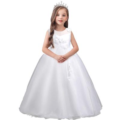 China Long Style Girl Wedding Dress Fancy Kid Party Dresses Korean Elegant Purple Dress Viable With Flowers for sale