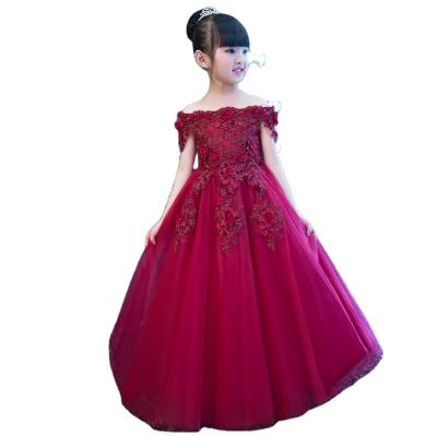 China High End Viable Child Temperament Princess Dress For Little Girls Lace Up Elegant Embroidered Girl Wedding Dress For 0-12 Years Old for sale