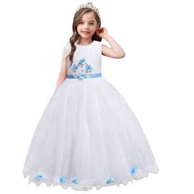 China Breathable Western Style Children's Piano Performance Suit Wedding Flower White Dress For 5-14 Years Girl for sale