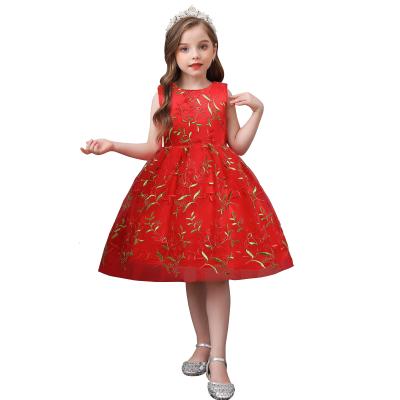 China Breathable fashion tulled summer dress bridesmaid wedding dress for 10 years kids pink evening dresses for party for sale