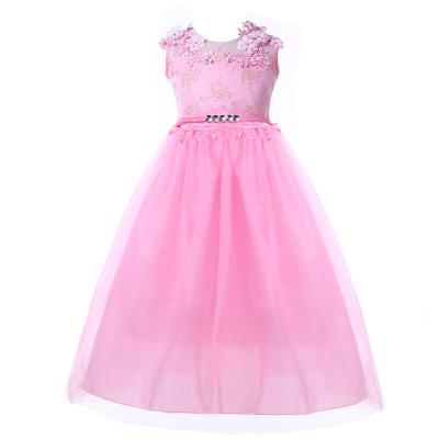 China Anti-wrinkle 10 years old girls clothes big girl temperament children prom dress graceful style white long bridesmaid dress for sale