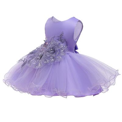 China Breathable Noble Bridesmaids Purple Tutu Dress For Kids Sequin Design Beaded Baby Dress Dress For 1 Year Old for sale