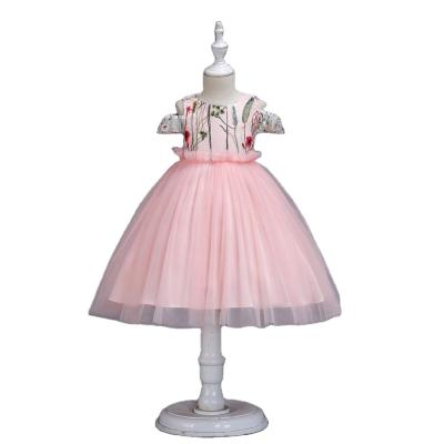 China New Style Breathable Summer Embroidery Kids Party Tulle Dress For Girl Floral Tutu Wedding Dress For 1-14 Years Girl for sale