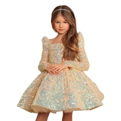 China New European Middle Sleeve Children's Breathable Lace Girl Stage Dress White Birthday Princess Dress for sale