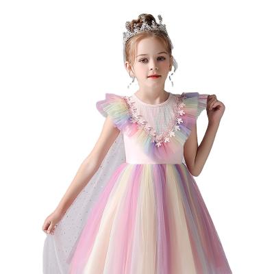 China Breathable Summer Color Mesh Dress Girls Princess 3 Years Old Children's Birthday Dress New Sleeveless Sequined Dress for sale