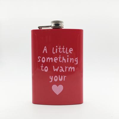 China Gift Food Grade Stainless Steel Hip Flask Red Color Matte Paint 8oz Flask for sale