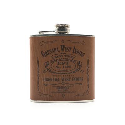 China Party Gift Brown Stainless Steel Whiskey Hip Drinking Choice Leather Flask For Men for sale