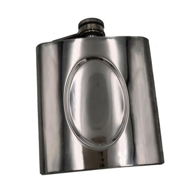 China Modern Classic Design Logo Emboss Ellipse Round Clear Hip Flasks Liquor Flasks Stainless Steel Hip Flask For Ladies for sale