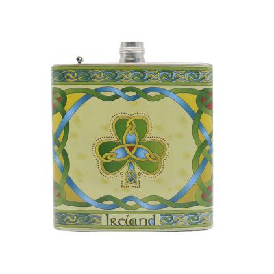 China 304ss BSCI food grade stainless steel man 6oz hip flask with pattern for sale