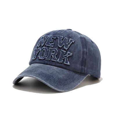 China COMMON Wholesales 100% Cotton Vintage Wash Patch Outdoor Dad New York Logo Baseball Caps for sale