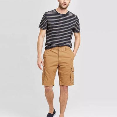 China Hot Selling Custom Made Khaki Cotton Anti-wrinkle Casual Plain Dyed Cargo Mens Shorts for sale