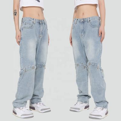 China Ladies QUICK DRY Durable Wearing Jeans Straight Style Denim Pants For Women for sale