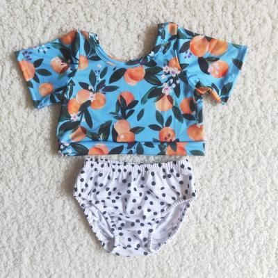 China Peach print casual suit swimwear summer baby bummie bloomers belly button navel fashion boutique suit for sale