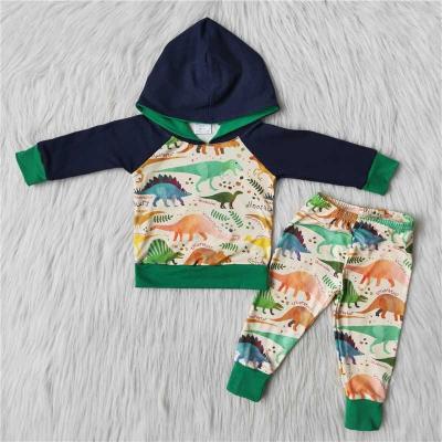 China Breathable Dinosaur Pattern Winter Boy Clothes Kids Hooded Long Sleeves Set Boutique Fashion for sale