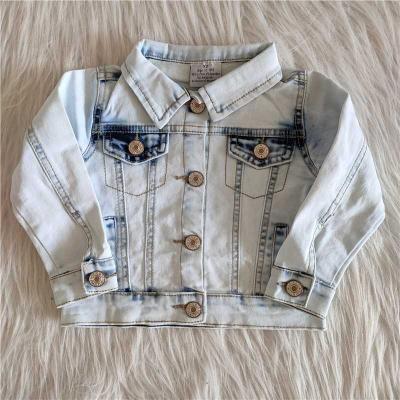 China Breathable Light Blue Baby Clothes Winter Clothes Denim Jacket Long Sleeve Boutique Fashion Kids Outfit for sale