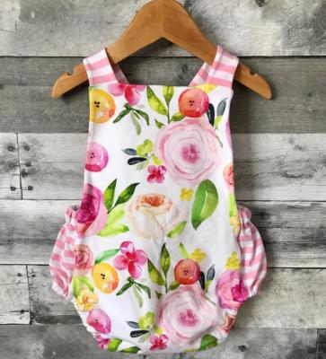 China 2020 New Style Summer Baby Romper Female Sling Design Fashion Floral Printing High Quality Spandex / Cotton Material for sale