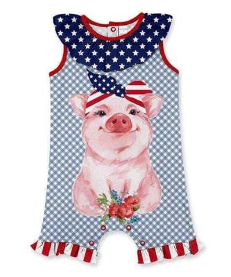 China Wholesale Spandex/Cotton 2020 Summer Baby Clothes Romper 4th July Pig Girls And Boy Pink Jumpsuits Baby Rompers for sale