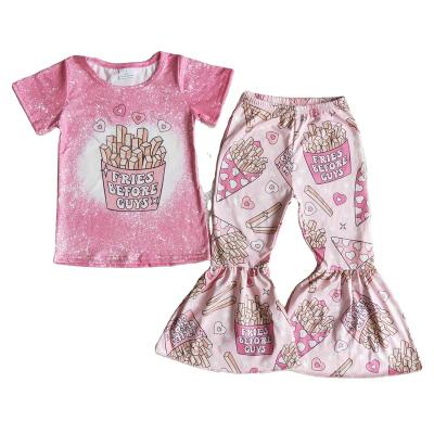 China Girl's Formal Short Sleeve Top And Rocket Trouser Suit Valentine's Day Outfit for sale