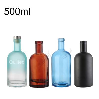 China Crystal 375 Beverage 500 750ml Amber Rum Tequila Whiskey Glass Vodka Alcohol Black Bottle Empty For Beverage for sale