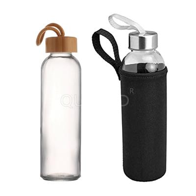 China 300ml 420ml 500ml Sustainable Clear Empty Glass Water Bottles Sports Drinking Bottles Automotive Glass Bottles for sale