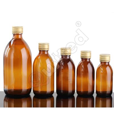 China Wholesale 30ml 60ml 100ml 125ml 200ml 250ml Eco-friendly Recyclable Pharmaceutical Amber Glass Bottle Syrup Bottle DIN28mm for sale